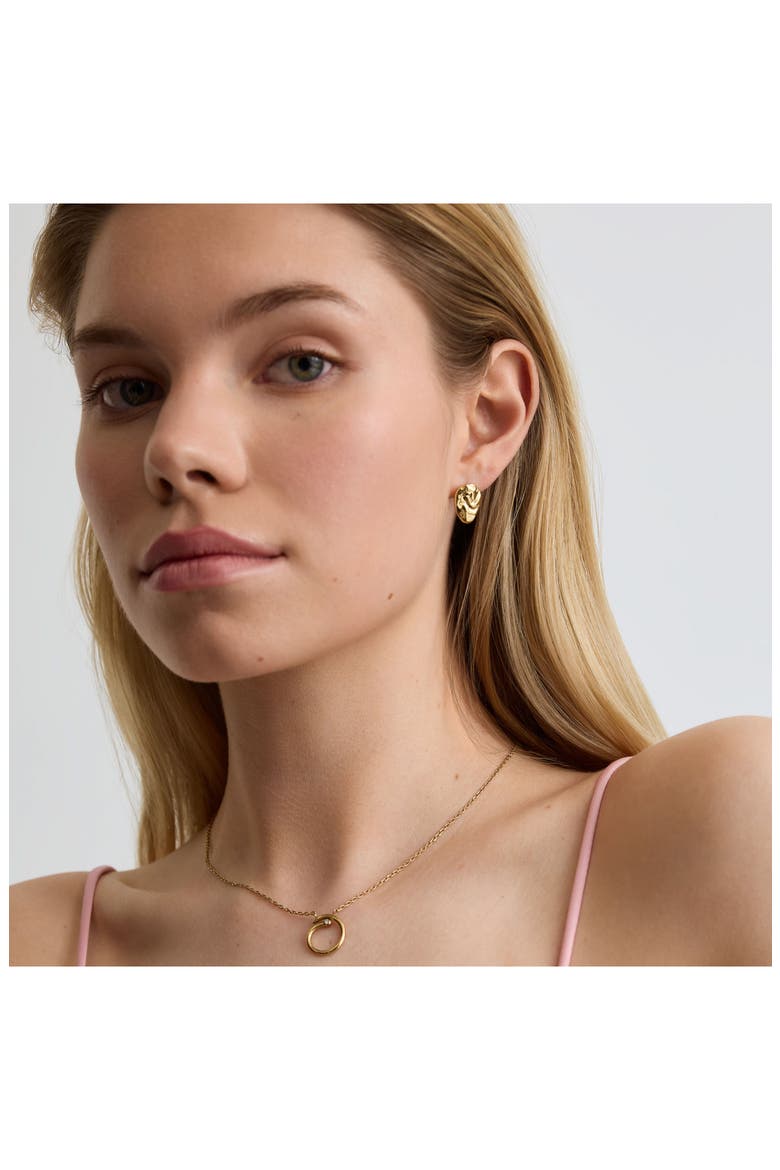 Molten Stud Earrings, Alternate, color, GOLD