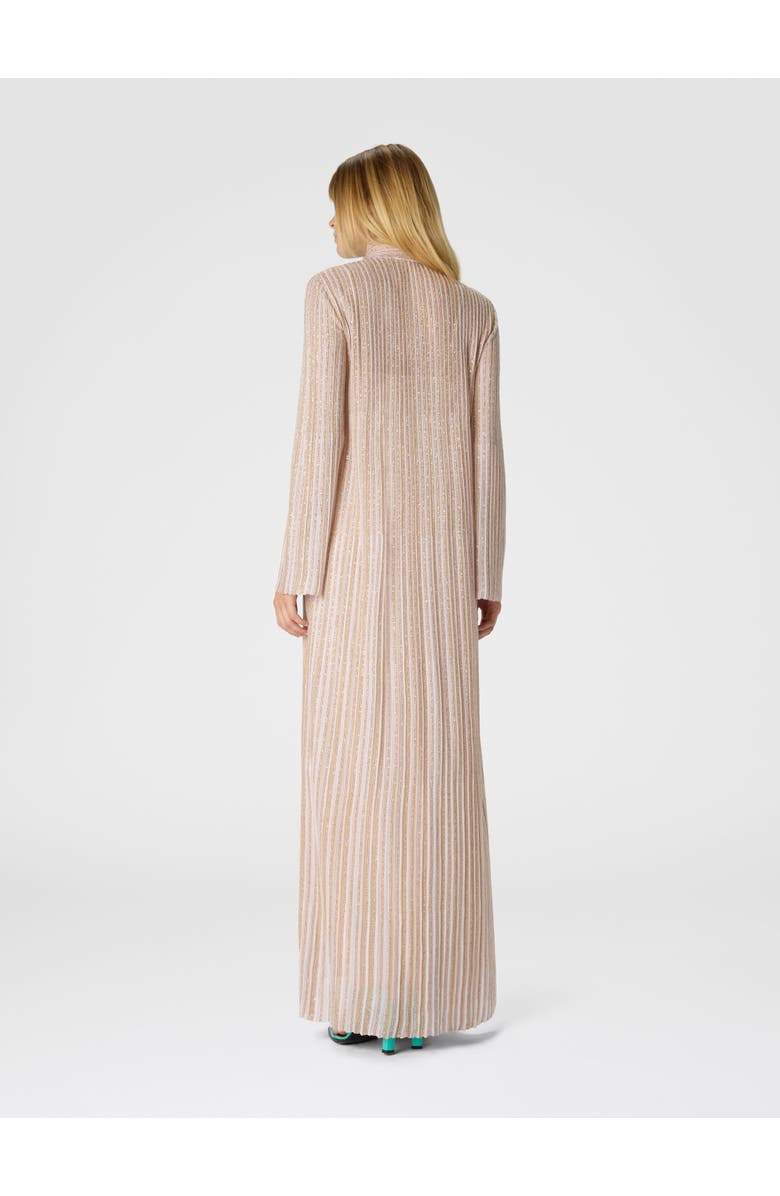 Missoni Long Button-down Dress With Lamé Stripes And Long Sleeves, Alternate, color, White