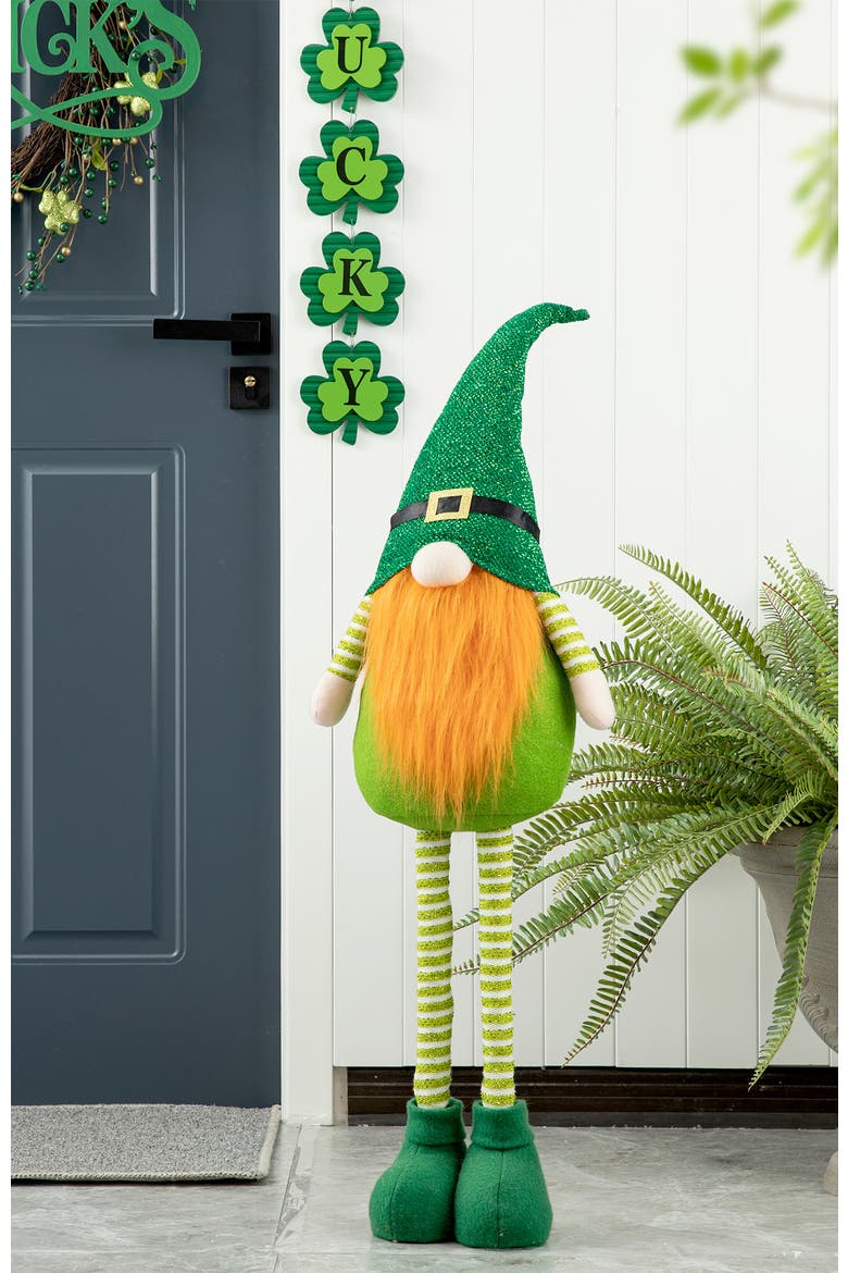 Fabric St. Patrick's Gnome with Telescoped Legs, Alternate, color, Green