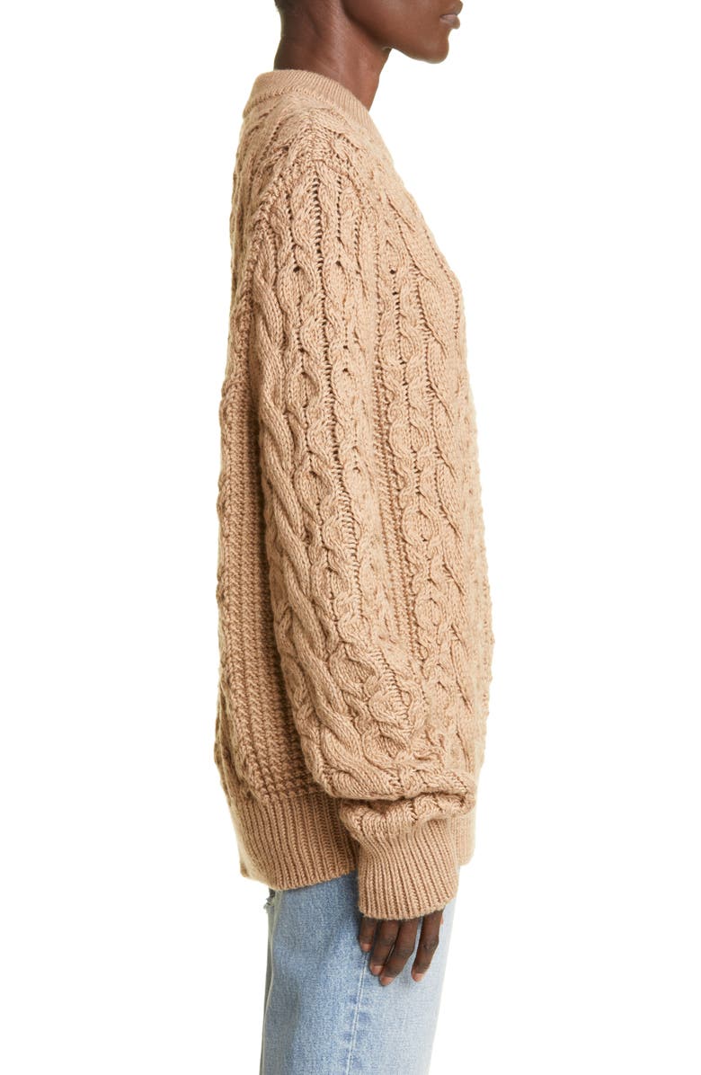 Brandon Maxwell Virgin Wool Cable Sweater, Alternate, color,