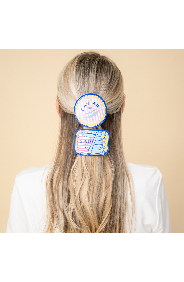 Jollity & Co. Le Dinner Vegan Leather Hair Accessories, Alternate, color, Caviar Can