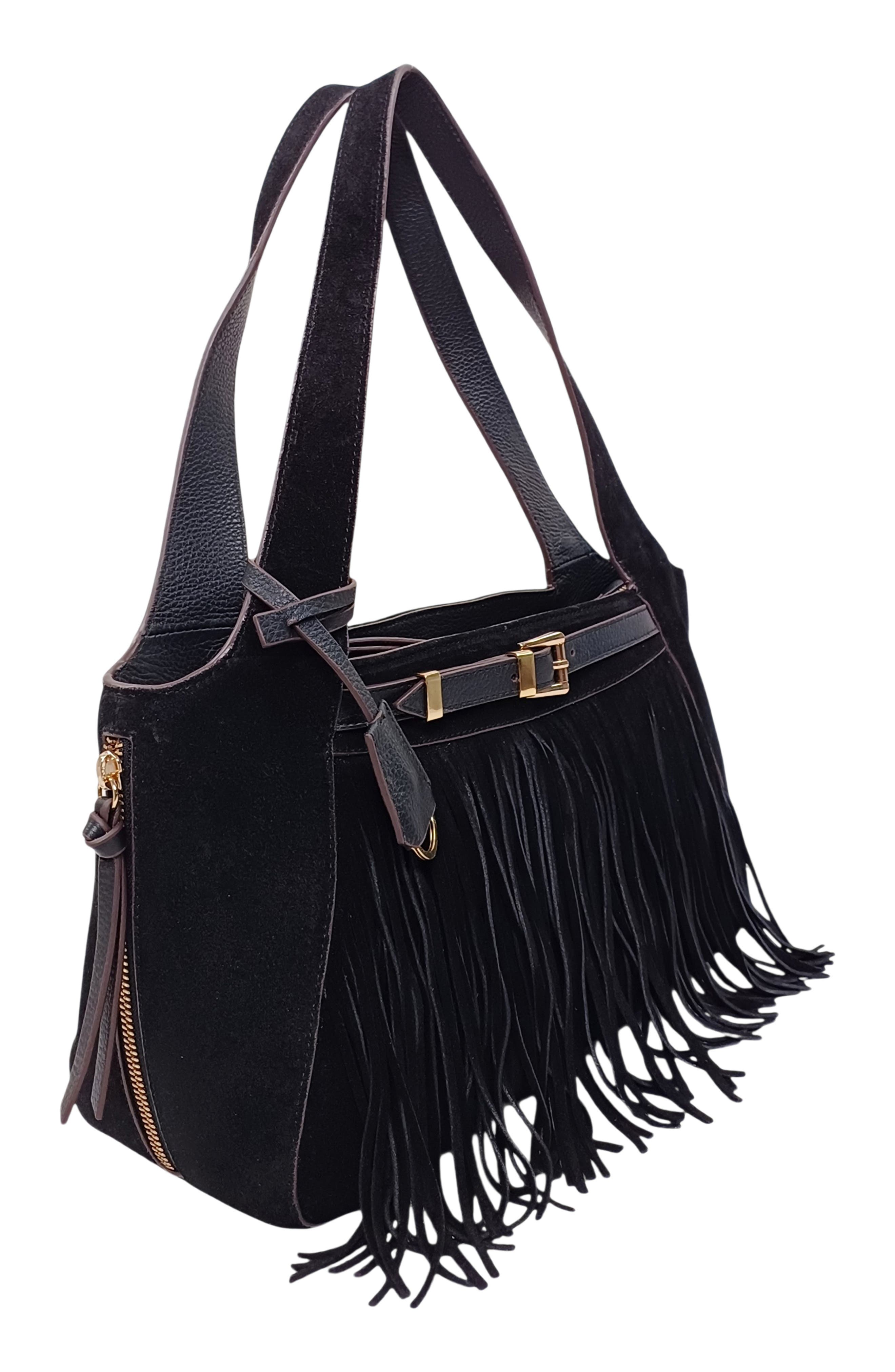 Ceres Medium Leather Tote, Alternate, color, BLACK SUEDE