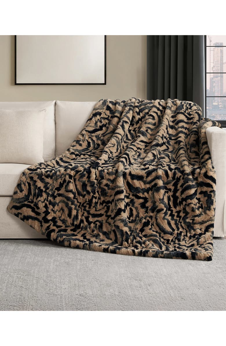 Nine West Evelyn Brushstrokes Oversize Blanket, Alternate, color, Evelyn Brushstrokes Brown