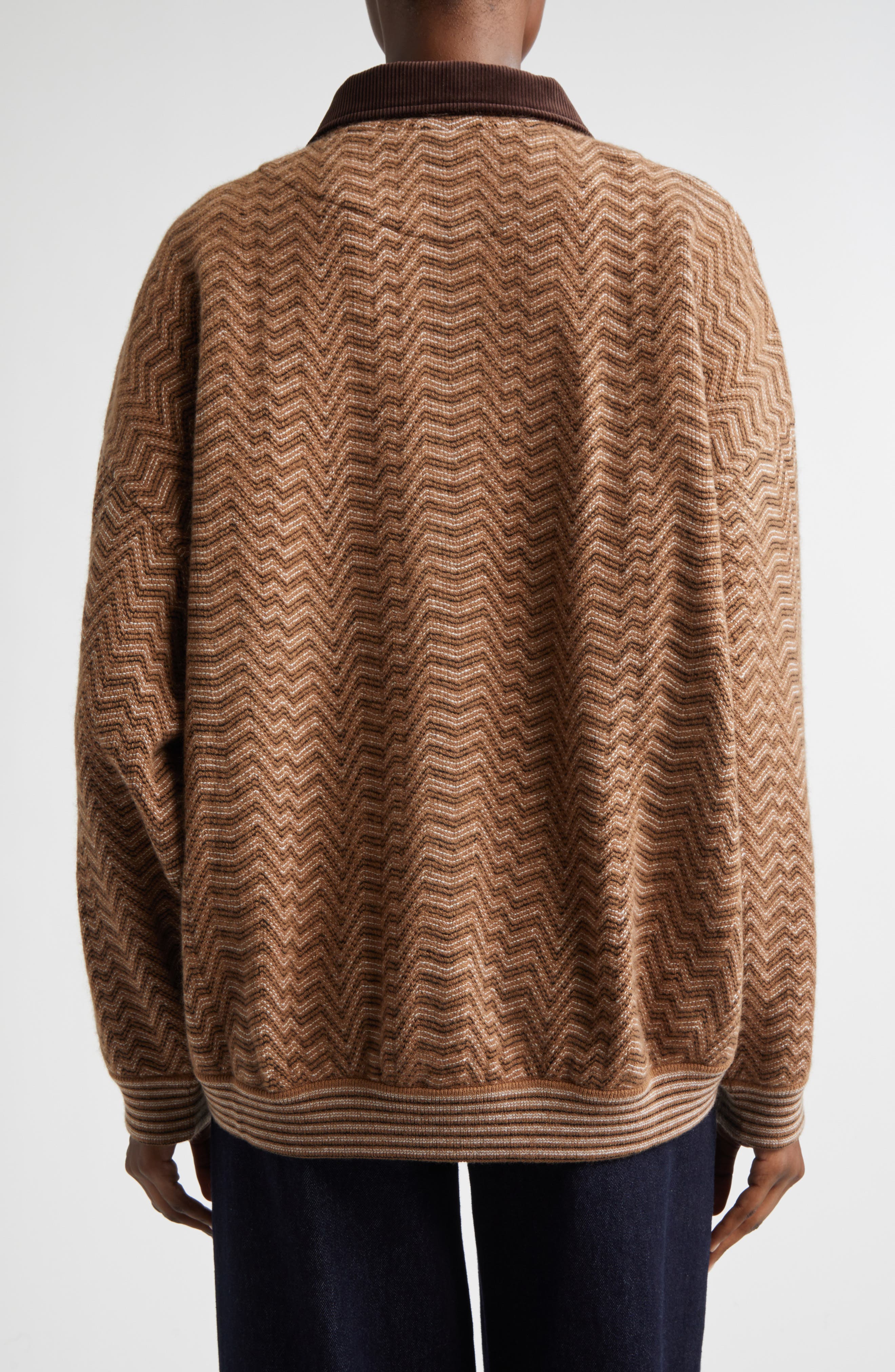 Zigzag Stripe Polo Sweater - image 2