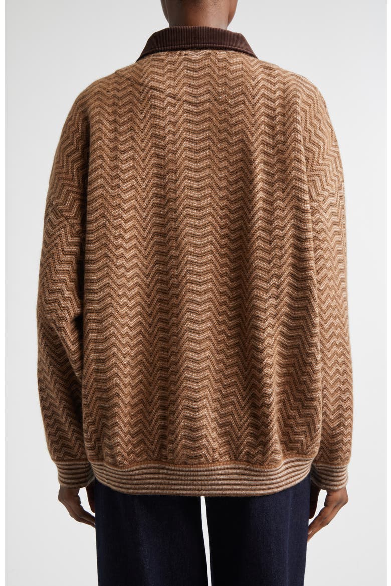 Zigzag Stripe Polo Sweater, Alternate, color, S01J5 CAMEL TONES