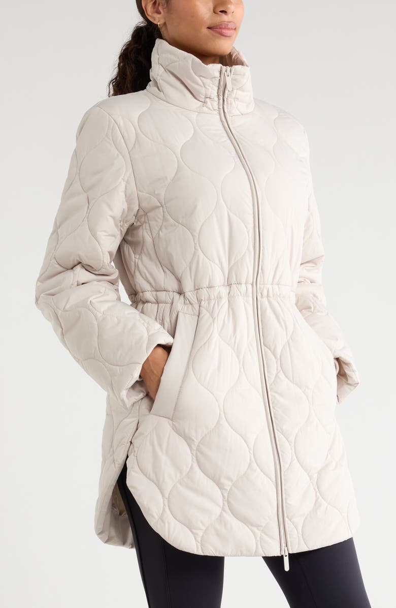 Zella Skyline Longline Quilted Jacket, Alternate, color, Grey Moonbeam