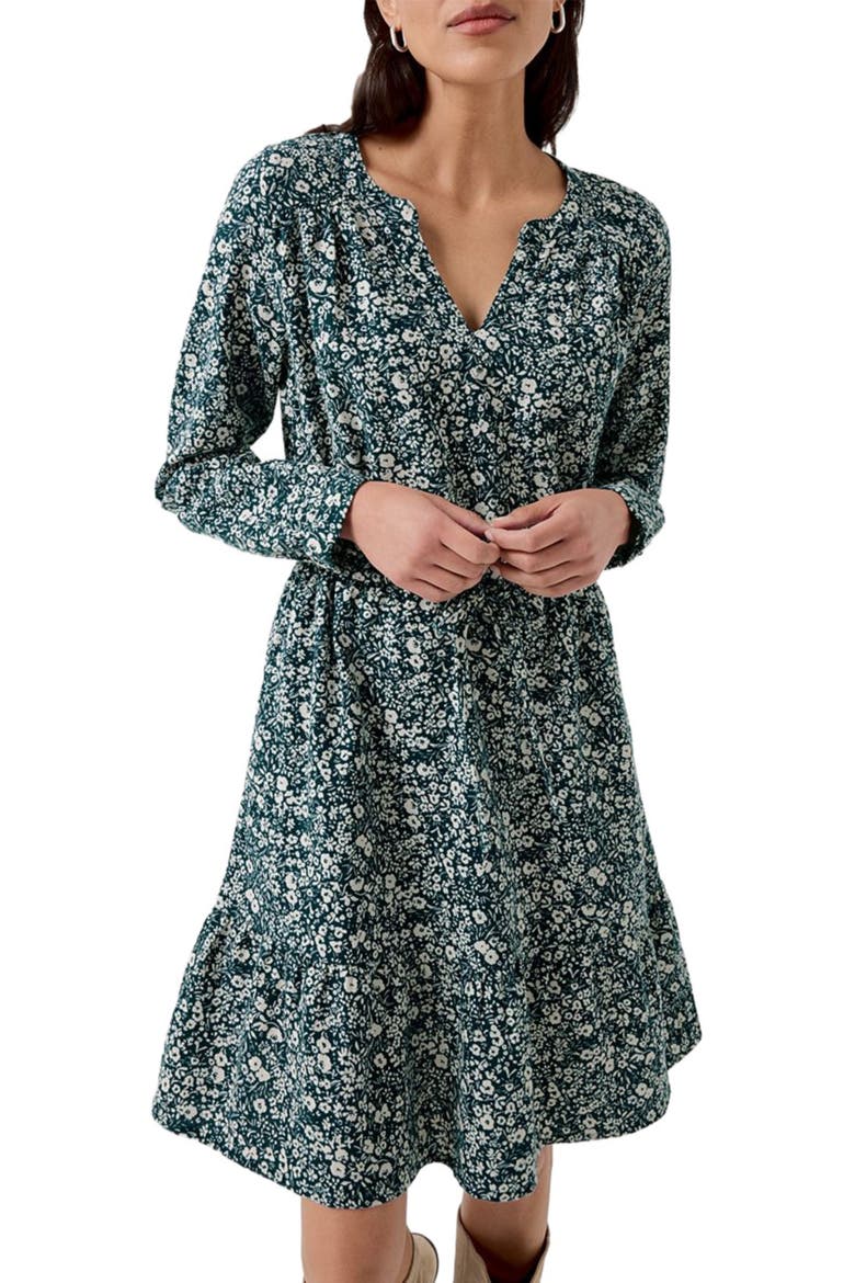 Organic Cafe Crepe Tiered Dress, Alternate, color, Celestial Prairie Floral