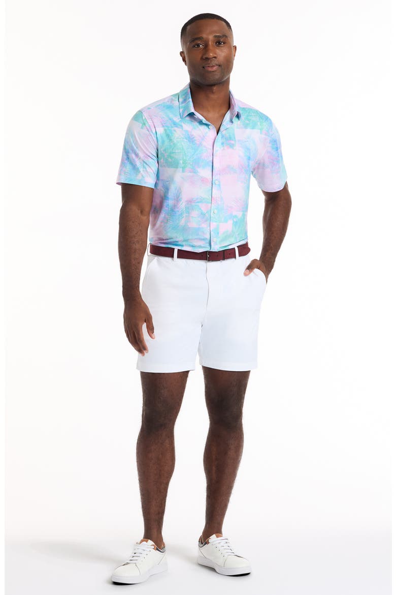 Icarus Short Sleeve Knit Button-Up Shirt, Alternate, color, BLUE/ GREEN MULTI