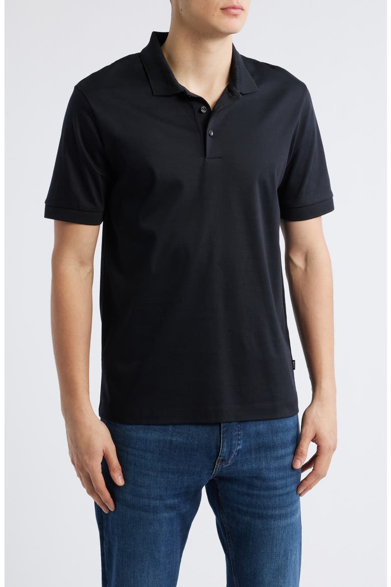 Phillipson Mercerized Cotton Polo, Main, color, BLACK