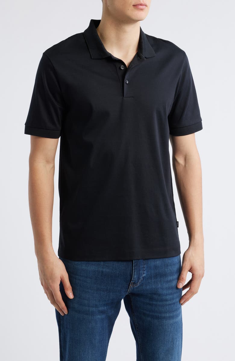 BOSS Phillipson Mercerized Cotton Polo, Main, color, Black