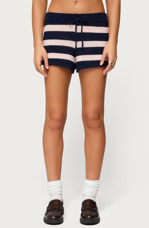 Amaris Stripe Drawstring Cotton Shorts