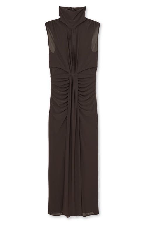 Reiss Daniella Drape & Ruched Detail Sleeveless Gown In Brown