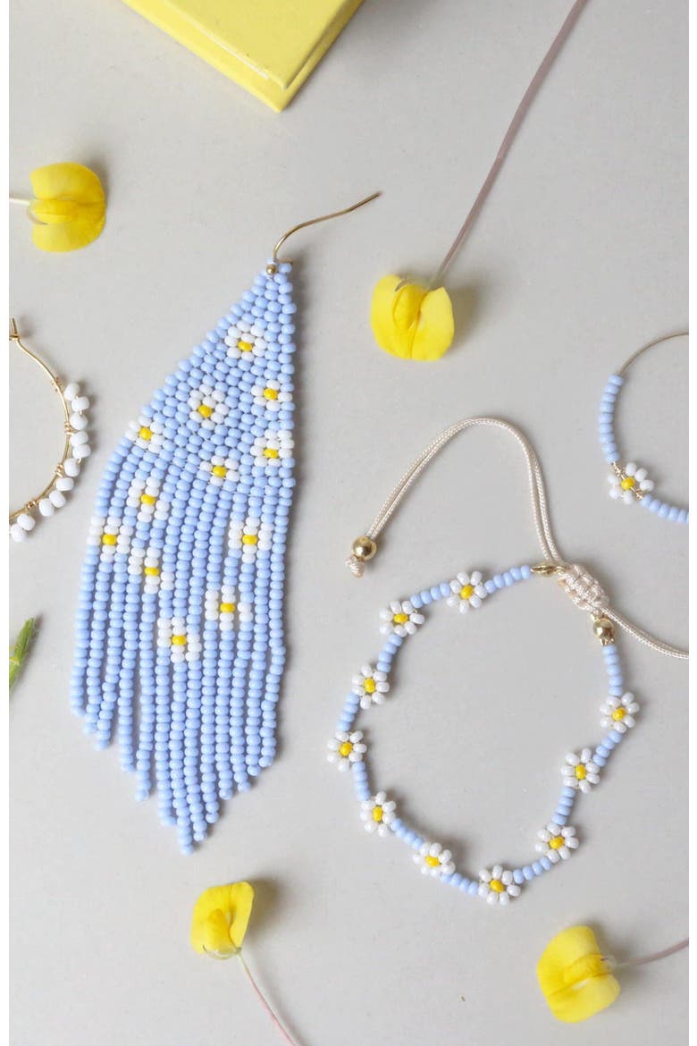 Daisy Earrings, Alternate, color, Blue