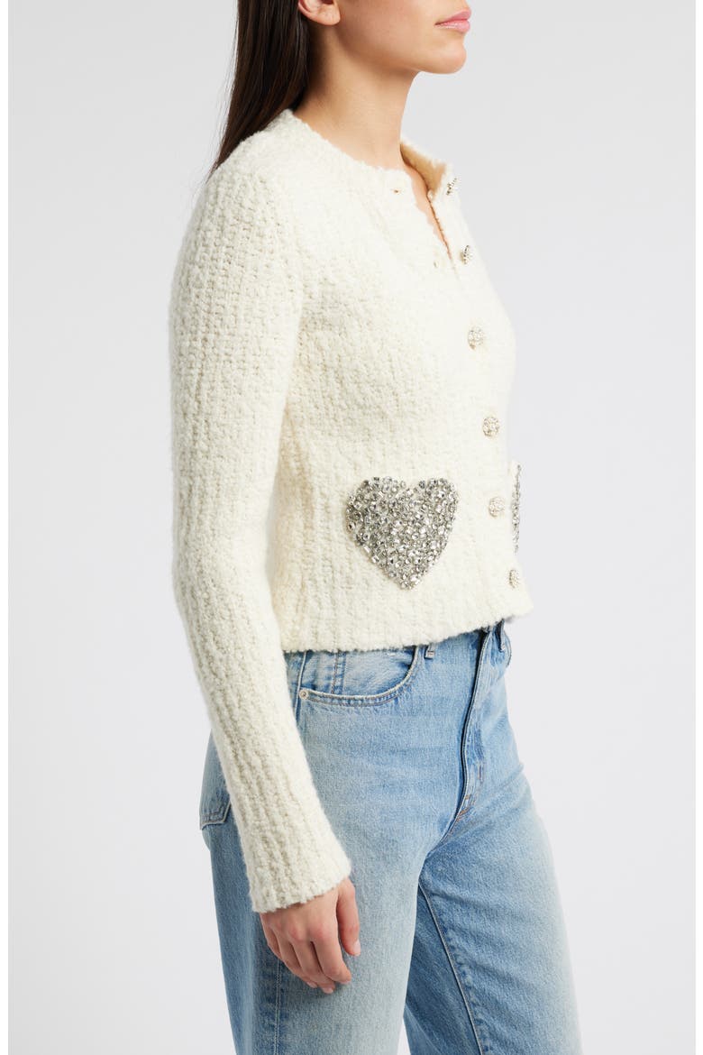 Leocadia Rhinestone Heart Wool Blend Cardigan, Alternate, color, WONDERLAND SHIMMER