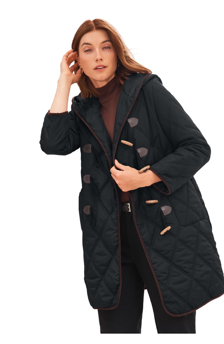 Jessica London Quilted Toggle Jacket, Main, color, Black