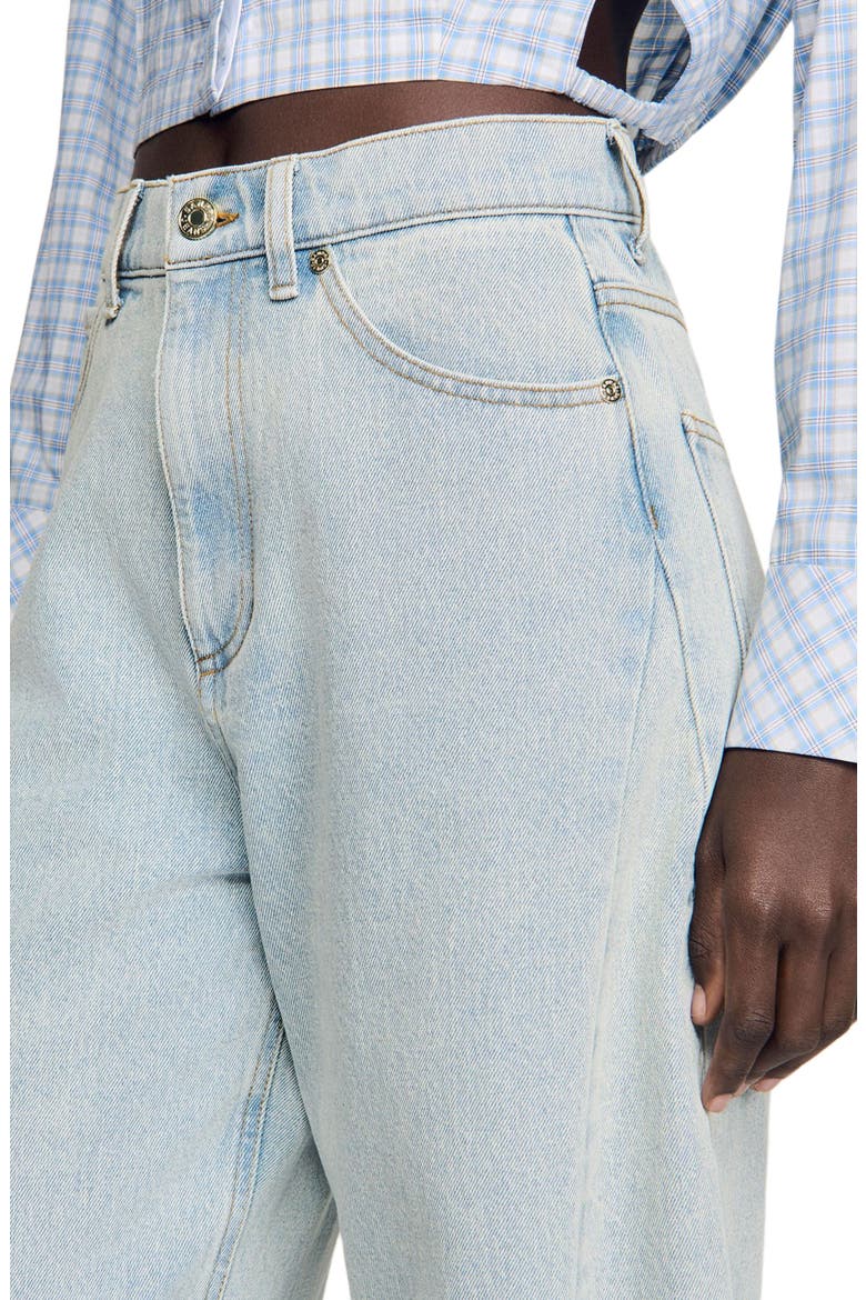 Faded barrel cotton jeans, Alternate, color, Sky blue