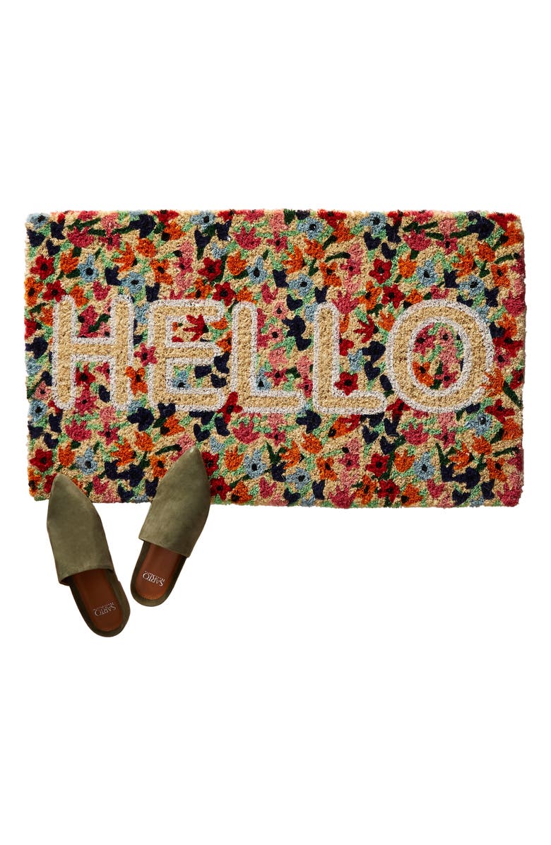 Anthropologie Home Floral Hello Door Mat, Alternate, color,