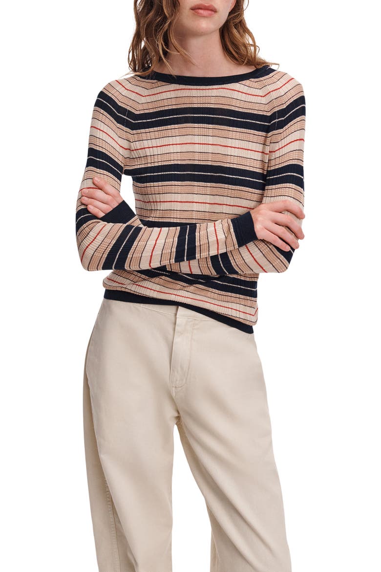 Teresa Striped Silk Blend Sweater, Alternate, color, NAVY MULTI