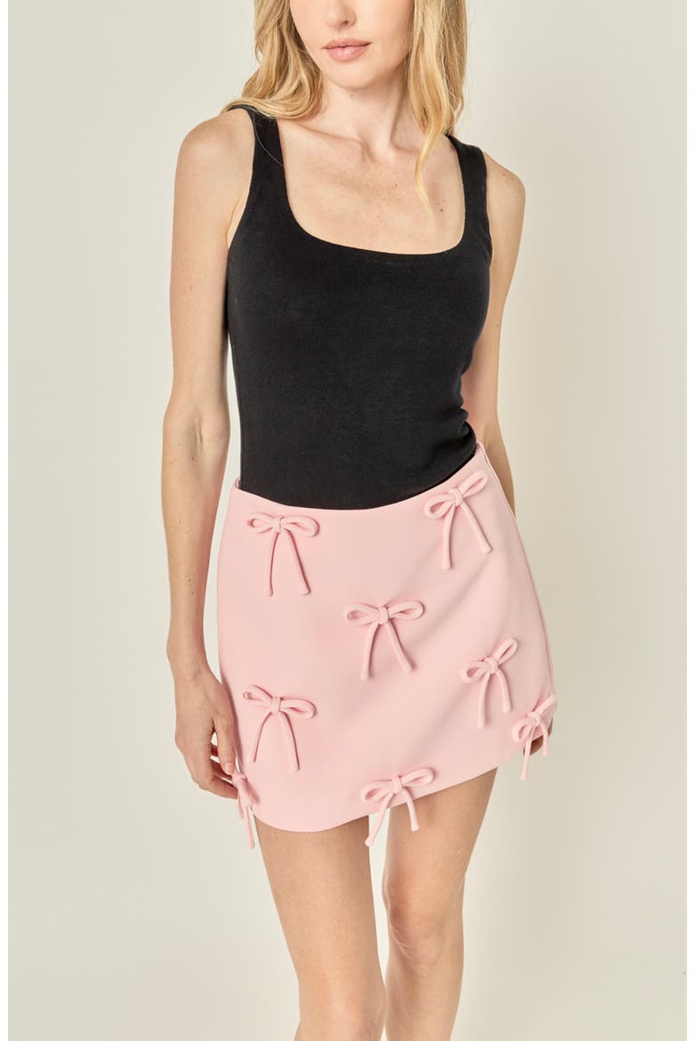 Bow Embellished Miniskirt, Alternate, color, PINK