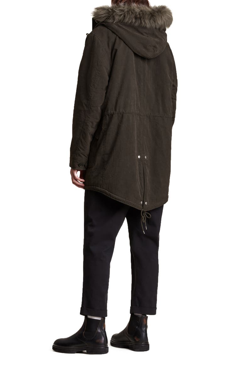 Coln Fleece Lined Waxed Parka with Faux Fur Trim, Alternate, color, DULL KHAKI