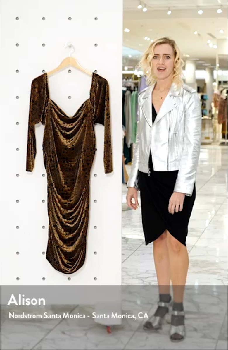 Long Sleeve Ruched Velour Minidress, sales video thumbnail