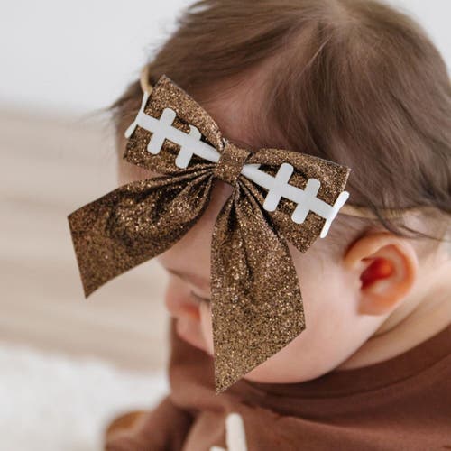 Sweet Wink Football Bow Baby Headband In Brown