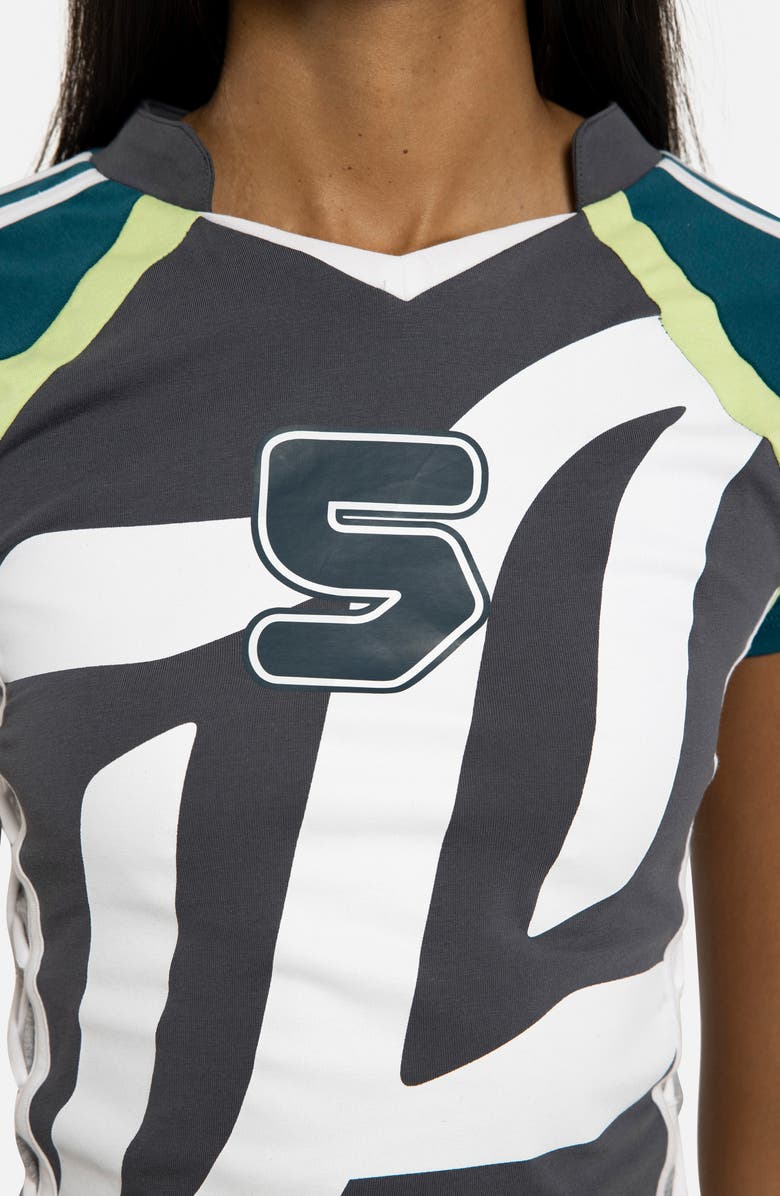 JADED LONDON Lace-Up Football Baby Tee, Alternate, color, Grey