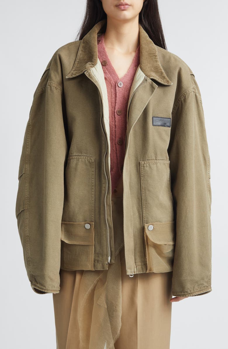 Magliano Cantiere Sheer Pocket Cotton Canvas Jacket, Main, color, Khaki