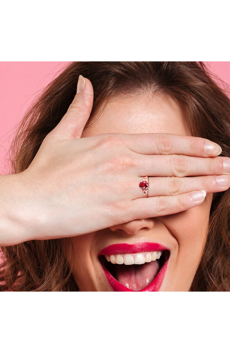 Julianna B. Garnet & Diamond Accent Link Ring, Alternate, color, Garnet