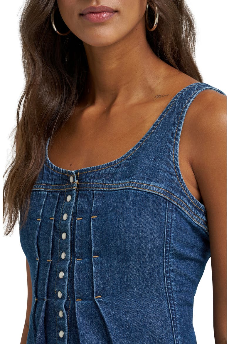 Pleated Denim Corset Tank, Alternate, color, LONE RIDER