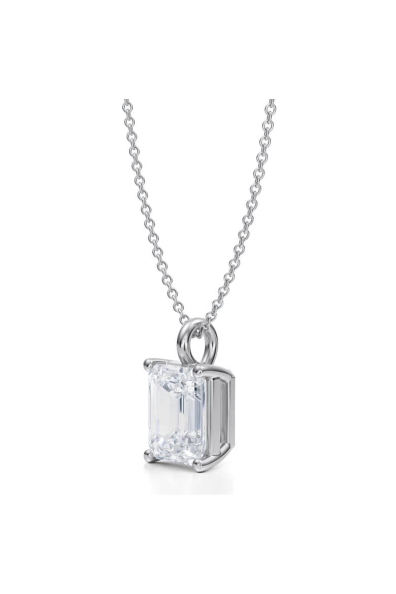 Emerald Solitaire Lab Diamond Pendant Necklace 14K 2.50ct, Alternate, color, White Gold