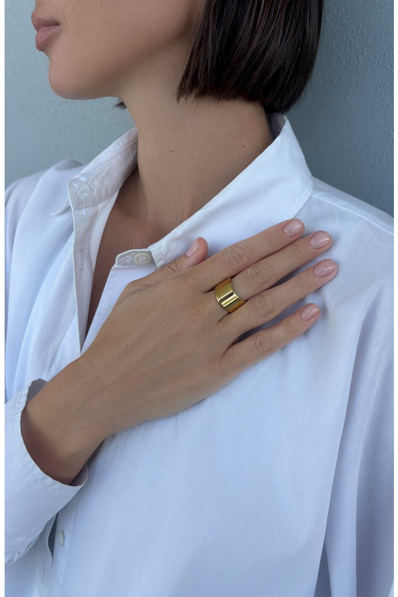 18k Gold Plated Triangular Ring, Alternate, color, GOLD