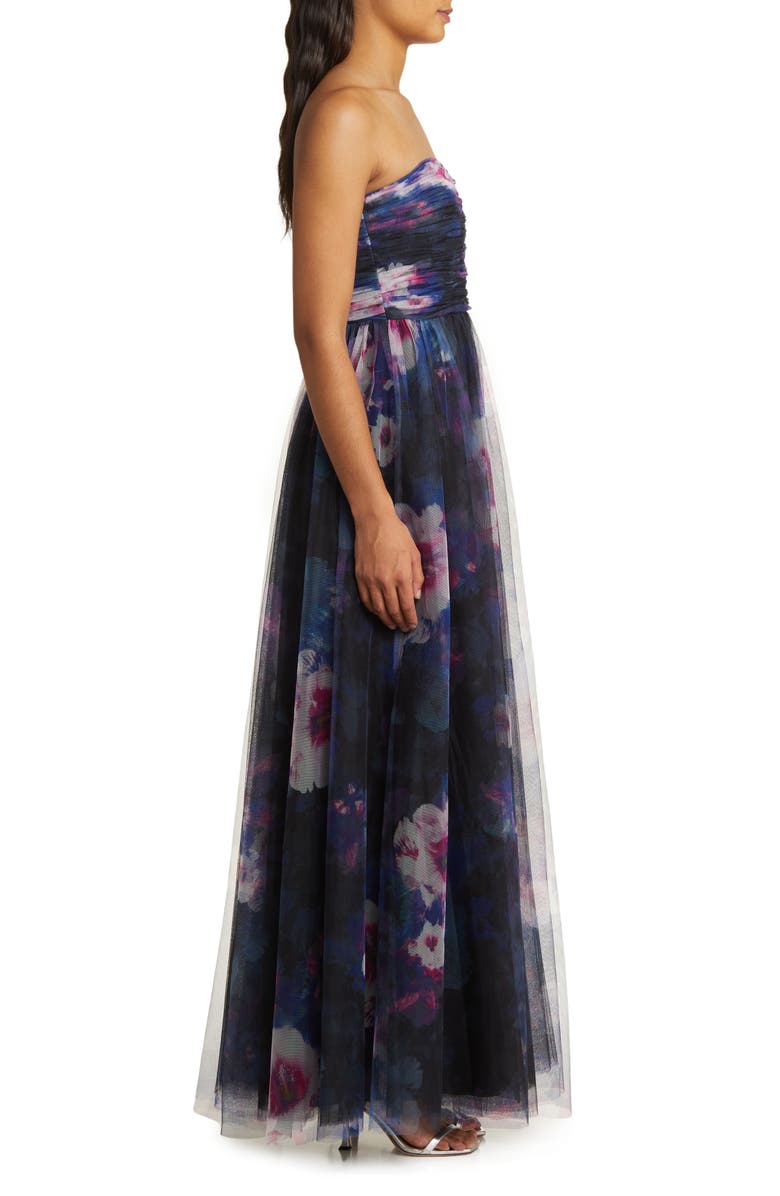 ML Monique Lhuillier Nataly Strapless Tulle Gown, Alternate, color, Midnight Orchid