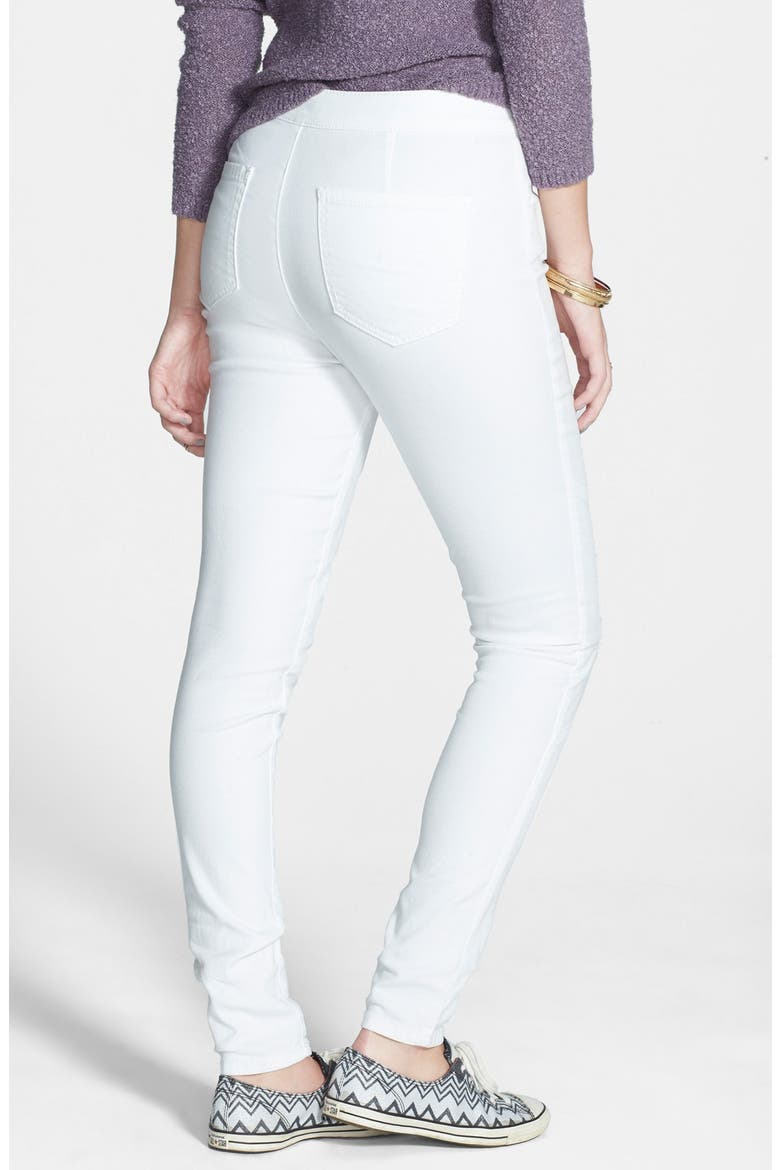 Fire Seamed Moto Skinny Jeans, Alternate, color, WHITE