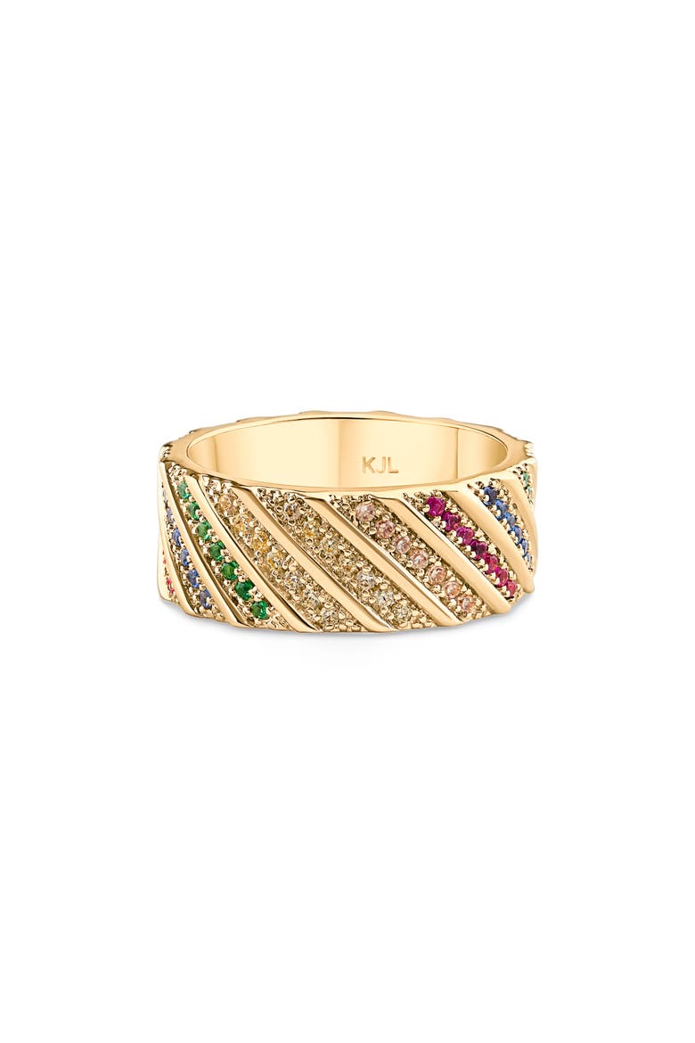 Cubic Zirconia Slanted Band Ring, Alternate, color, MULT/GOLD