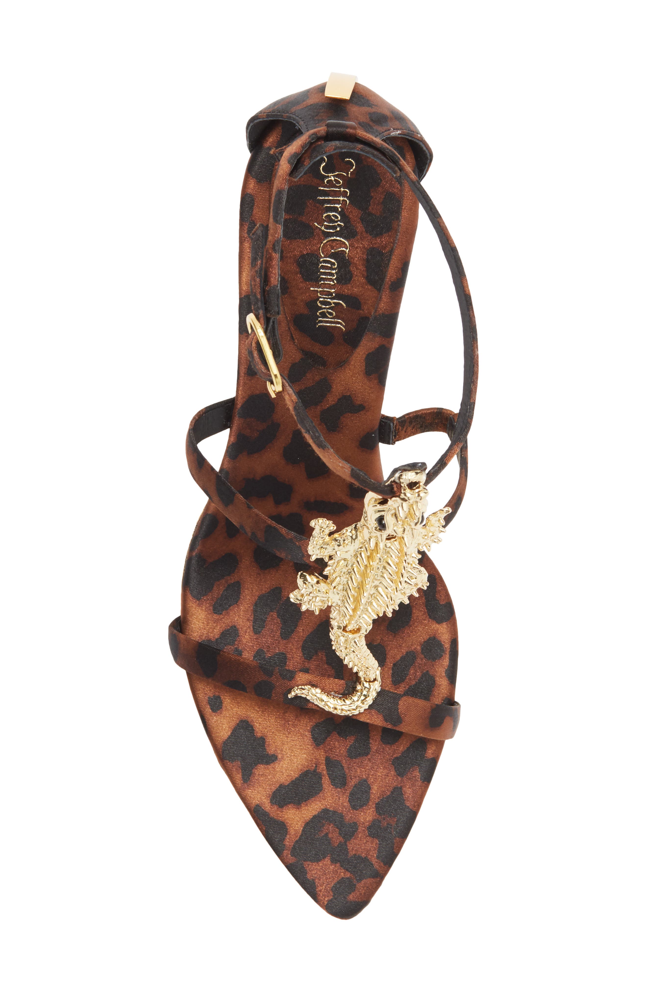 Jeffrey Campbell Everglades Ankle Strap Sandal, Alternate, color, Cheetah Satin Gold