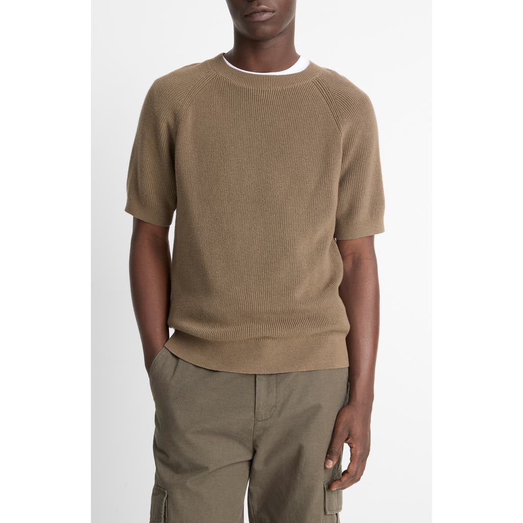 Vince Raglan Short Sleeve Sweater In Shroom