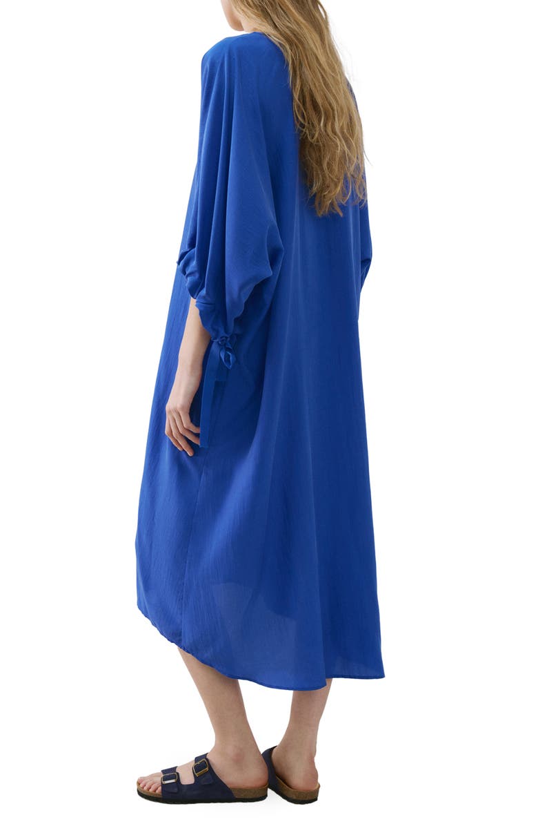 MANGO Puff Sleeve Silk Nightgown, Alternate, color, Blue