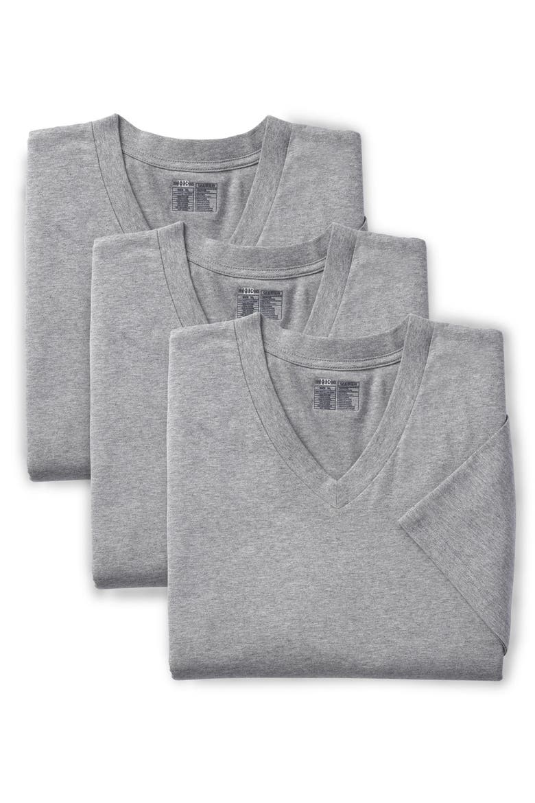 3-pk. V-Neck T-Shirts, Alternate, color, GREY