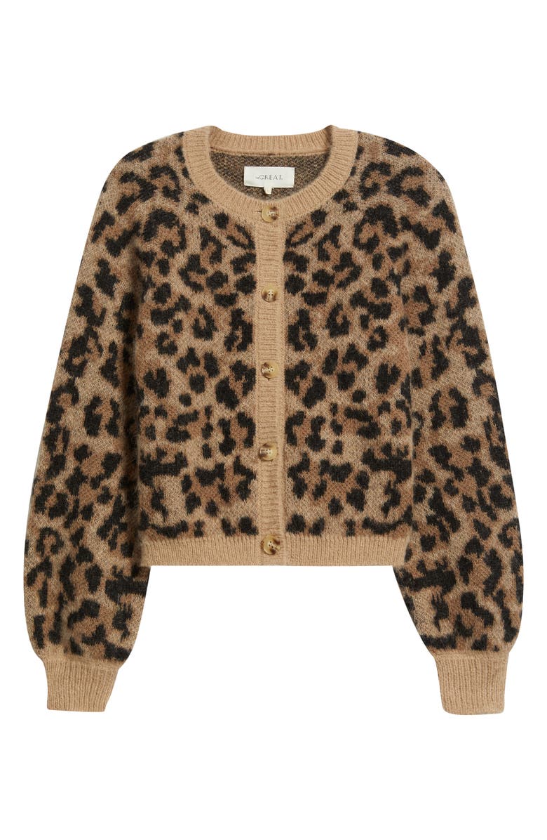 THE GREAT. The Windsor Leopard Cardigan, Alternate, color, Leopard