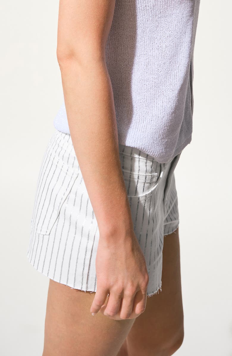 MANGO TEEN Striped Cutoff Denim Shorts, Alternate, color,