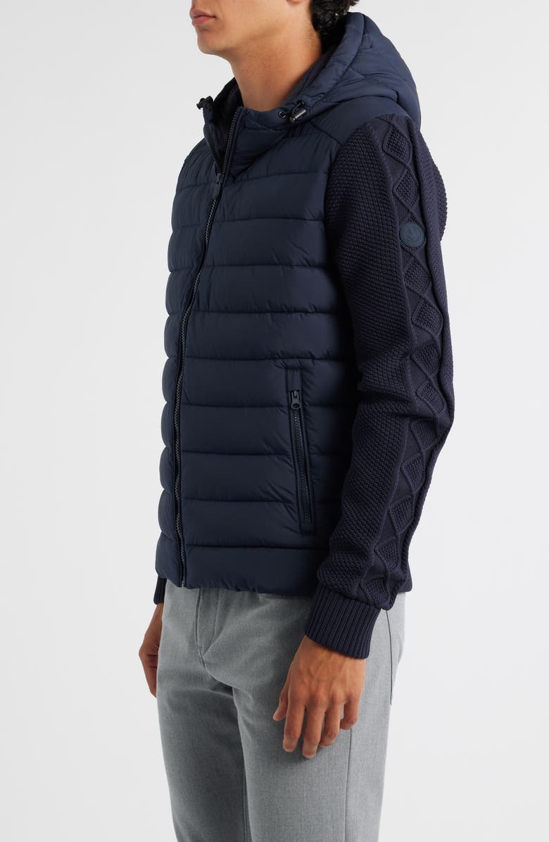 Save The Duck Fen Hybrid Hooded Jacket, Alternate, color, Blue Black