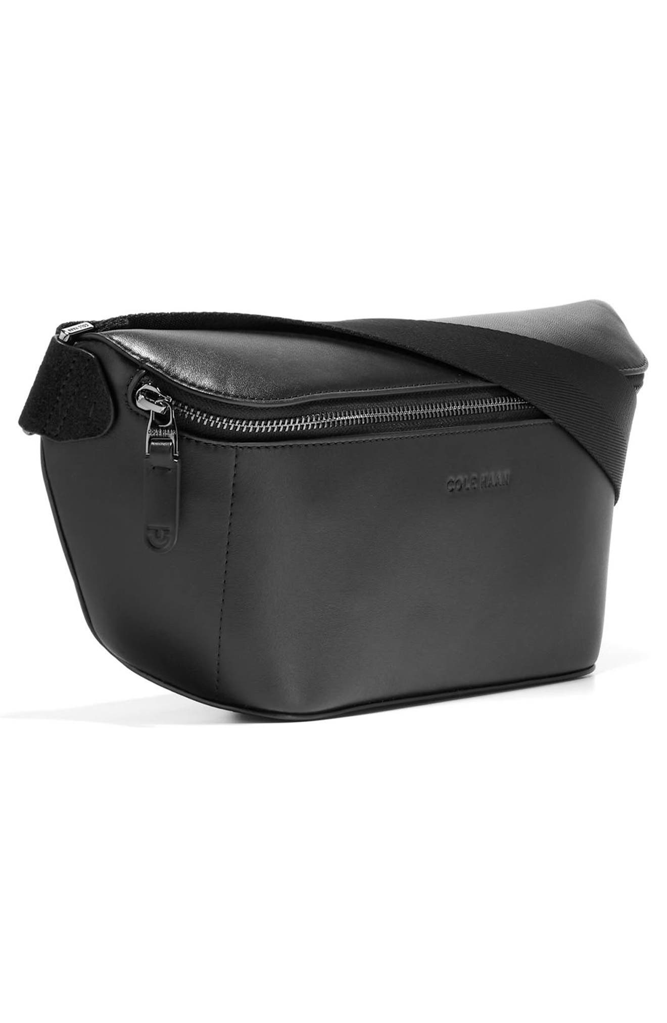 Cole Haan AC Leather Sling Belt Bag, Alternate, color, Black