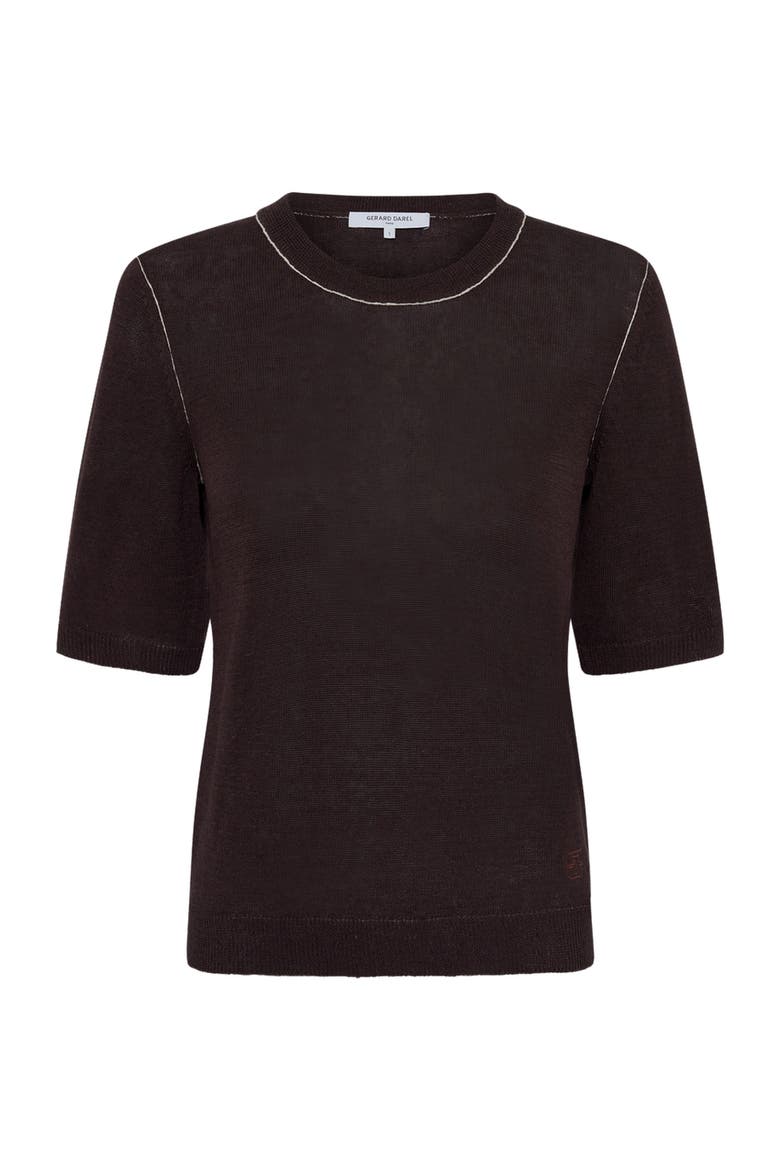 Loumia Short Sleeve Sweater, Alternate, color, Brown