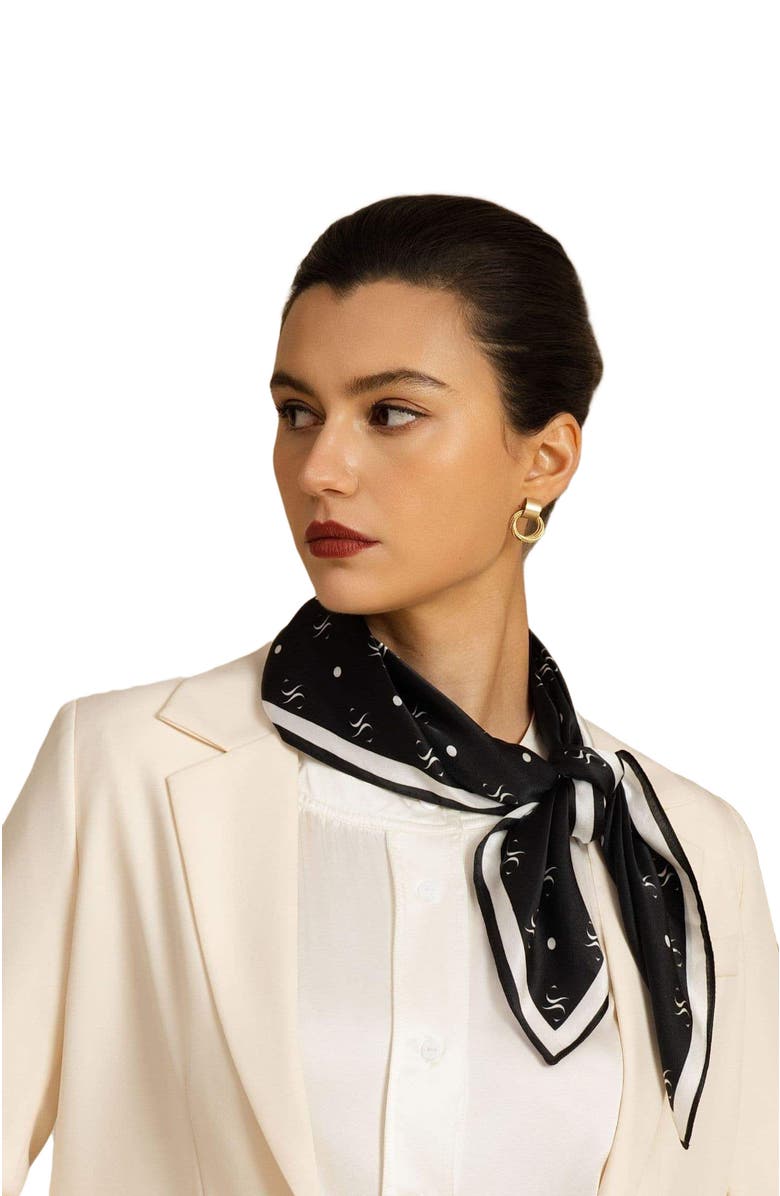 SILKSILKY Pure Silk Impression Square Scarf, Alternate, color, Black