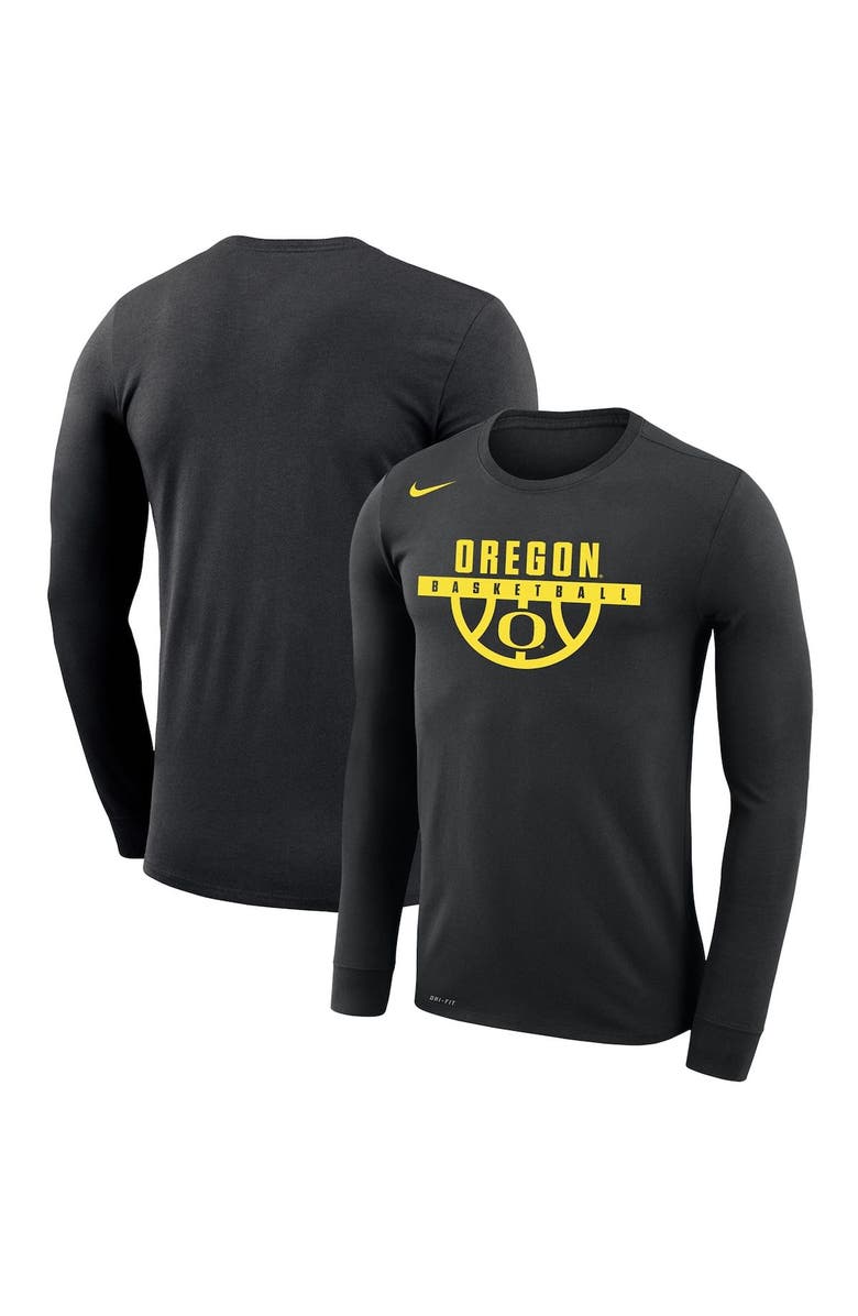 Nike Men's Nike Black Oregon Ducks Basketball Drop Legend Long Sleeve Performance T-Shirt, Main, color,