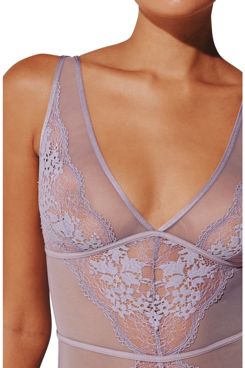 All Day Lace Unlined Thong Bodysuit, Alternate, color, DREAMY LILAC