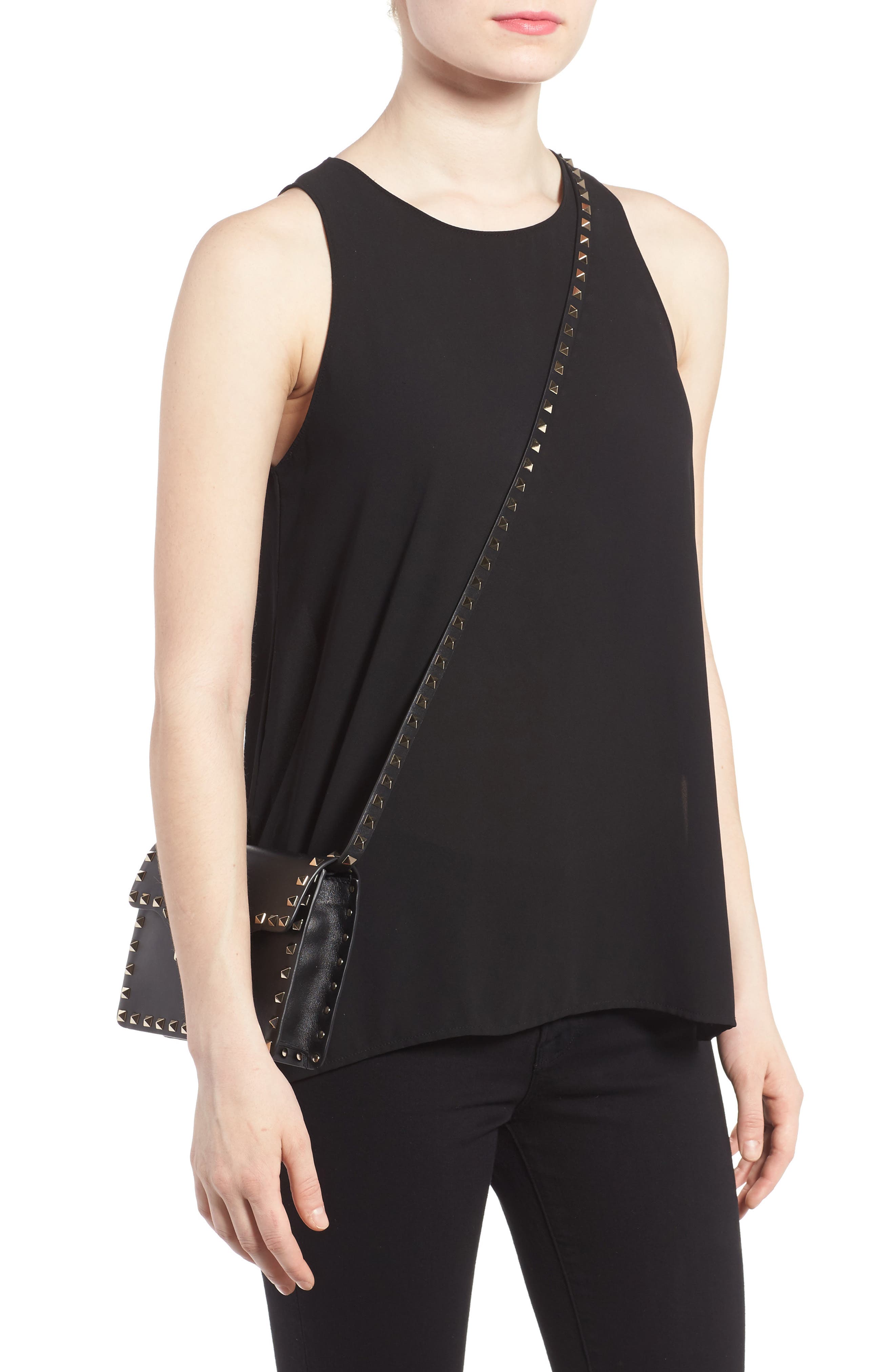 Valentino Garavani Rockstud Leather Crossbody Bag, Alternate, color, 