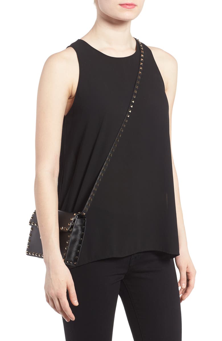 Valentino Garavani Rockstud Leather Crossbody Bag, Alternate, color,