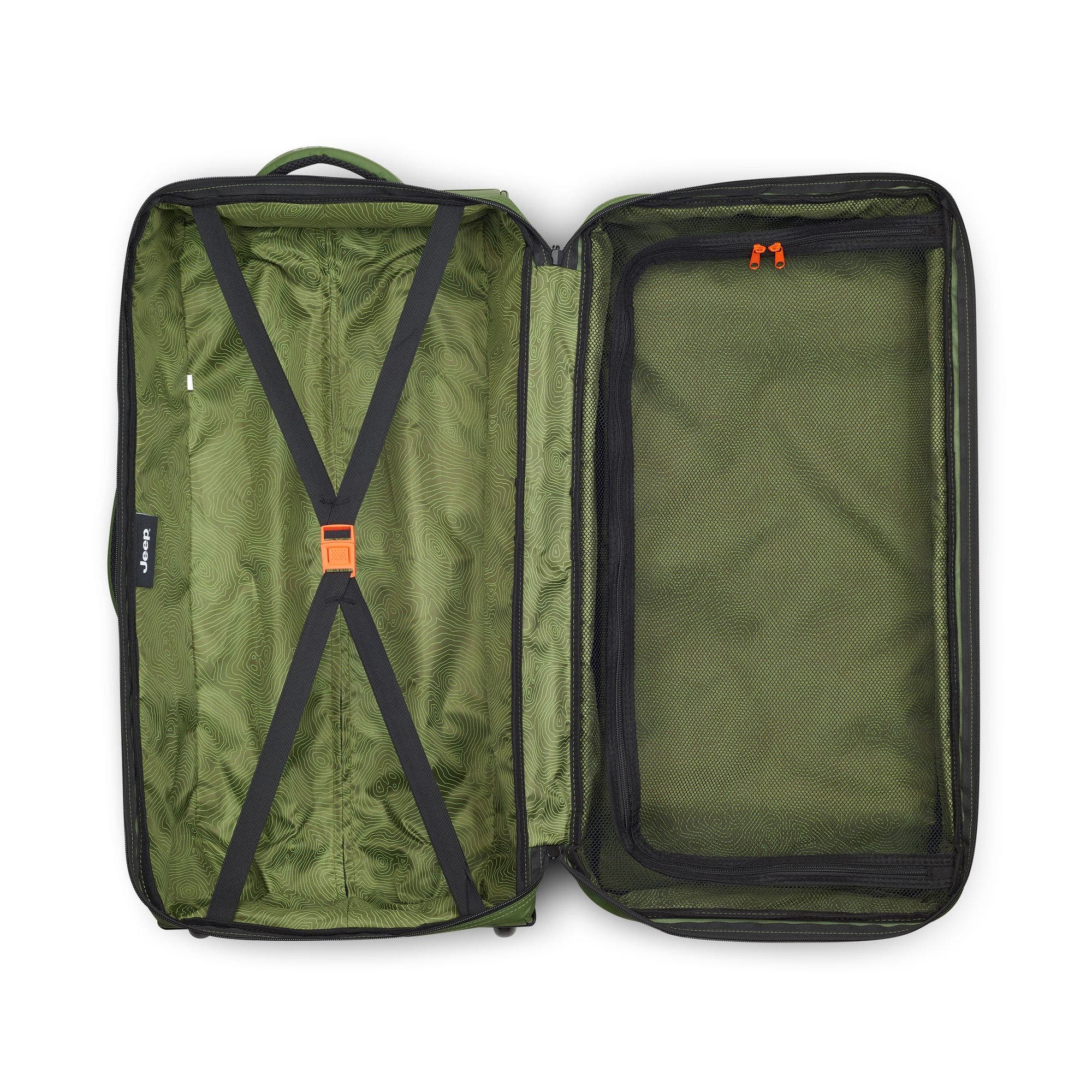JS006B 27 Inch Two Wheel Rolling Travel Duffle Bag, Alternate, color, Elm Green
